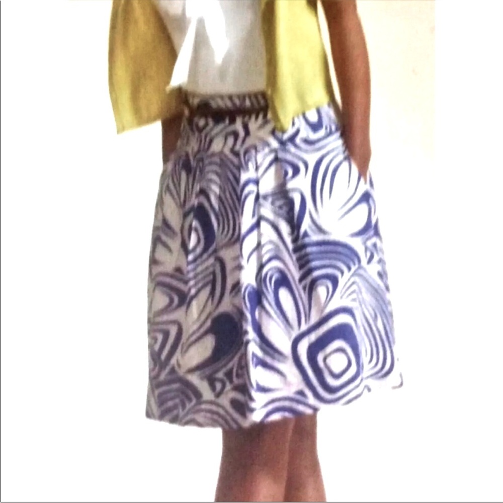 CAbi #470 Lombard Blue Swirl Print Full Skirt Size 2